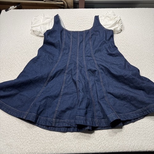 Mini abito donna Kate Spade x Target denim cuciture fai da te maniche tasche laterali 24