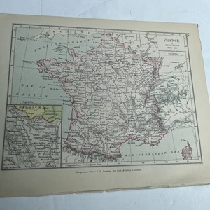 1914 (Print) Map of France in Departments 1860-1871 GA #62 Vintage Atlas Print - Picture 1 of 6