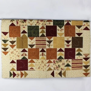 Handgefertigte fliegende Gänse Muster Quilt Winter Farben mit hängenden Ärmeln 54" x 64" - Bild 1 von 5