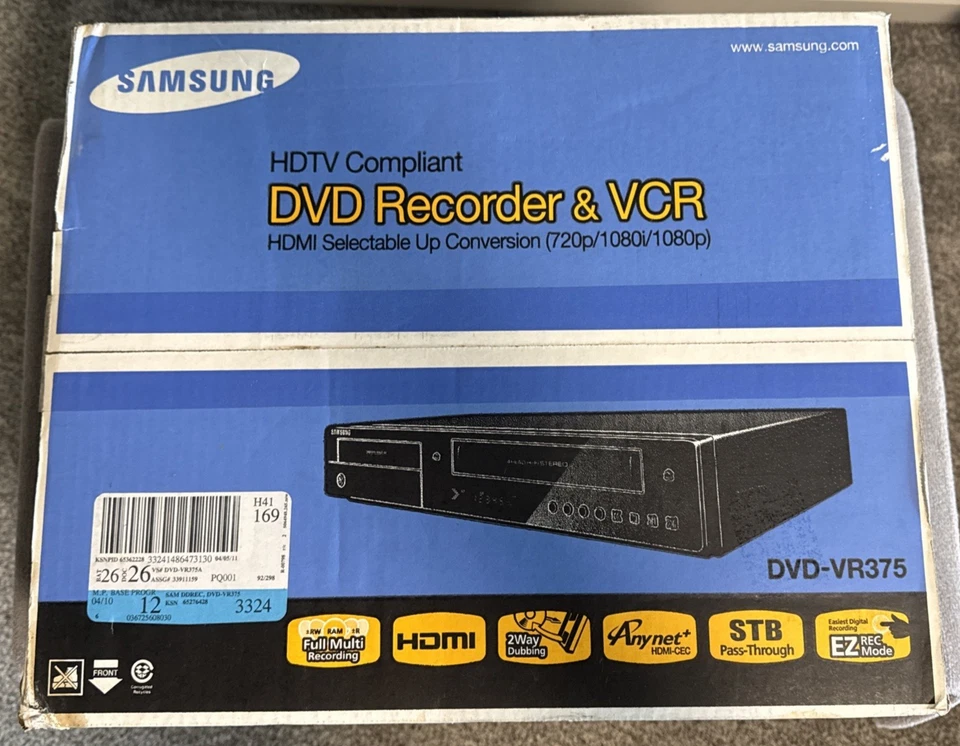 NEW - Factory Sealed - Samsung DVD-VR375 DVD Recorder/VCR Combo HDMI - Image 1 of 4