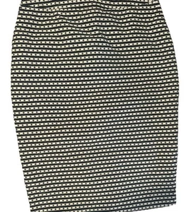 Women Small 4 Sexy Professional Straight Pencil Skirt Lined Black & Tan Stripe - Picture 1 of 7