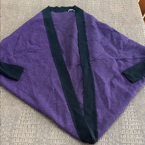 White + Warren Purple Black Trim Open Front Cardigan Sweater (Size Approx. L/XL - Picture 1 of 8