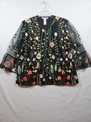 Chaqueta Draper's & Damon's Floral Bordada Con Mangas Transparentes, Talla XL Pequeña Foto 1 de 4