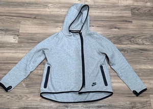 Nike Youth Asymmetrical Gray Zip Up Hoodie Sweater Size Large Unisex thumb hole - Picture 1 of 4