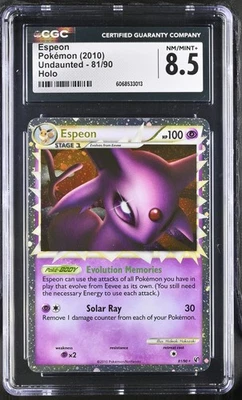 CGC 8.5 Espeon Prime 2010 Undaunted 81/90 Holo Pokemon Card - Image 1 of 2
