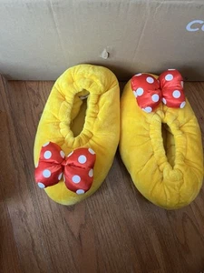 DISNEY PARKS HAUSSCHUHE MINNIE MOUSE gelb rot gepunktet Schleife Erwachsene M PLÜSCH Damen - Bild 1 von 3