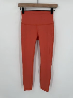Legging Lululemon Wunder Train cintura alta apertada 25” laranja elástica feminina tamanho 4 - Imagem 1 de 4