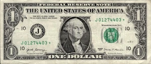 2017 $1 Star Note FW Print - 5 Consecutive Serial Run (0,1,2,3,4) - Rare! - Picture 1 of 2