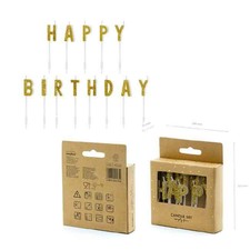 Candeline Happy Birthday Oro Glitter su Stecco