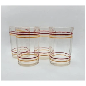1950's Red and Yellow Striped Glass Set Size Sm - Picture 1 of 7
