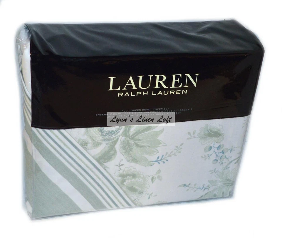 Ralph Lauren 3pc Julianne Toile Full/queen Duvet Comforter Cover Set Sage Green