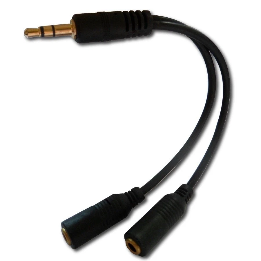 Axcel Electronics Model #: AXC-HSS-B  1-Output Black 3.5mm Headphone Splitter  - Image 1 of 4