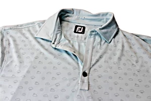 Footjoy Mens Light Blue Weather All Over Print Golf Polo Shirt Size XL - EUC - Bild 1 von 7