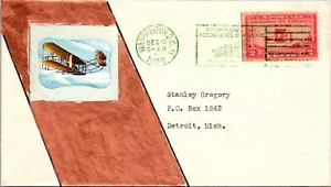 SC# 649 FDC - Nice Bronze and Plane Hand Created Cachet - L37070 - Picture 1 of 2