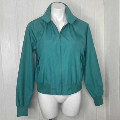 复古 90 年代 American Eagle 斜纹轰炸机夹克大号蓝绿色粉彩格子衬里 — 第 1/4 张图片