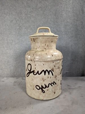 Jarra de harina vintage de cerámica con tapa color beige 11" de alto Foto 1 de 4