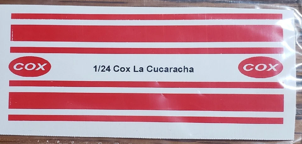 Repro 1/24 Cox La Cucuracha Peel-N-Stick Decal Set(Not Die Cut) - Image 1 of 1