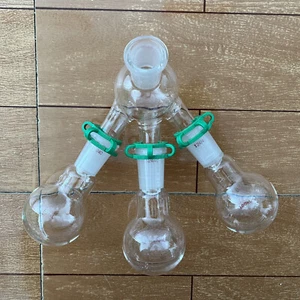 24/40 Labor Kurzweg Destillationsempfänger mit drei 100 ml Kolben Labor Glaswaren - Bild 1 von 3