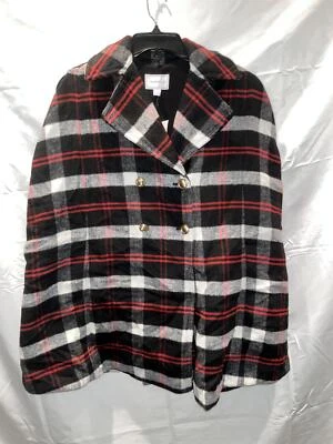MSRP $120 Charter Club Black & Red Plaid Poncho Size Large - Image 1 of 2