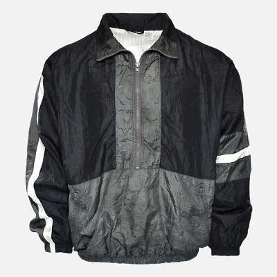 Chaqueta cortavientos pulóver abstracta negra blanca de colección Essential años 90 colorblock L Foto 1 de 4