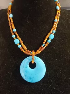 NWT Coldwater Creek Stone Pendant Necklace Teal Blue - Picture 1 of 4