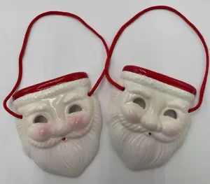 Vintage Weihnachtsdekoration Keramik Miniatur Weihnachtsmann Maske rote Mütze 4" Kosten plus - Bild 1 von 7
