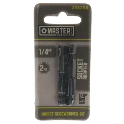 Master Mechanic 255398 1/4" Hex to 1/4" Square Socket Impact Adapter, 2-Pack - Image 1 of 4