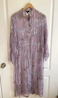 DreamSacks Art To Wear Purple Silk Long Sheer Top Dreamy Lightweight S/M - Image 1 of 4