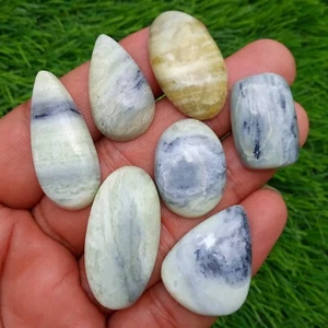 7 Pcs Best Quality Natural Serpentine Cabochon Loose Gemstone Lot 24-36 mm - Picture 1 of 1