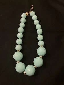 J.Crew Chunky Bib Gold Tone Mint Green Turquoise Bubble Necklace 16+1.5" - Picture 1 of 4