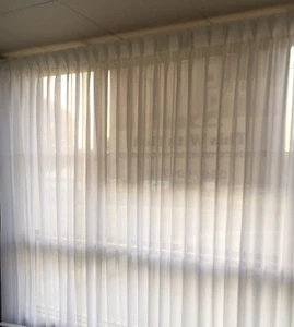Pinch Pleat Curtains A Pair Drapes Linen Sheer Curtain White 320CM CENTRE OPEN - Picture 1 of 2