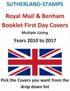 bOOKLET FDC S 2010 a 2017 - Sellos folleto autoadhesivos de Royal Mail en FDC  - Imagen 1 de 127