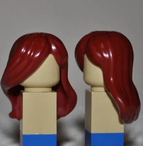 LEGO PARTS 1X DARK RED WIG/HAIR/LONG/PARTED ON SIDE/SWEPT BACK OVER FOREHEAD J9 - Picture 1 of 4