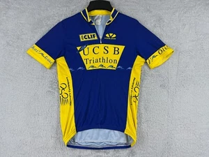 Voler Cycling Jersey Womens Medium Blue Yellow UCSB Triathlon Santa Barbara - Picture 1 of 15