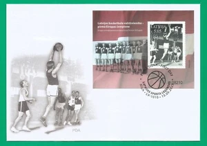Pallacanestro Lettonia 2023 - Lettonia - Primo Campione d'Europa 1935 (FDC perf) - Foto 1 di 2