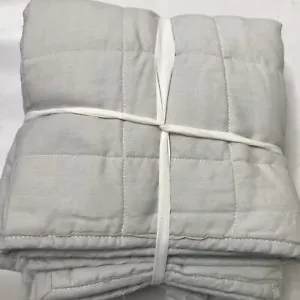 New Set Of 2 Quince Quilted Shams 100% Linen KING 20x36” Light Gray Solid - Picture 1 of 6