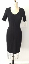 THEORY Gray and Black Stretch Herringbone Paneled Sheath Dress Size 8