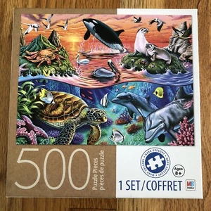 MB Puzzle 500 Piece Puzzle - Ocean Gathering - Made in USA - Ages 8+ COMPLETE - Picture 1 of 7