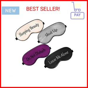 4 Pieces Funny Sleep Mask Silk Eye Mask Soft Blackout Blindfold with Adjustable - Picture 1 of 2