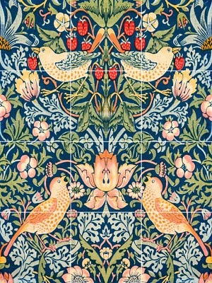 Tile Mural/Mosaic Ceramic Panel of William Morris Strawberry Thief pattern - Image 1 of 4