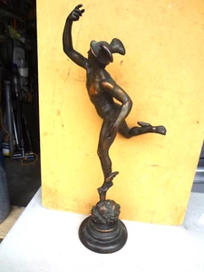 Bronze Sculpture Hermes The Flying Mercury Messenger of Greek gods 22 1/2" - Picture 1 of 13