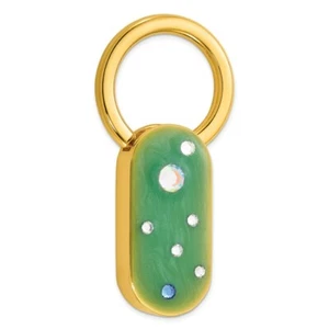 1928 Gold-tone Green Enamel w/Crystals Key Fob - Picture 1 of 2