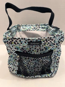 Thirty One Littles Carry All Caddy Blue Green Black Impressionist Dot Tote Strap - Picture 1 of 4
