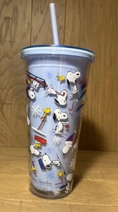 Vera Bradley Ski Slope Jump Snoopy Tumbler Cup Straw 24 Oz BPA Free Double Wall - Picture 1 of 11
