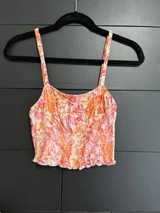 Camiseta sin mangas HIPPIE ROSE Tuti Fruiti floral acanalada para mujer talla pequeña nueva con etiquetas - Imagen 1 de 8