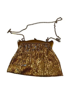 1930s Whiting & Davis Gold-Tone Metal Mesh Evening Bag - Vintage Pouch w/ Chain - Image 1 of 4