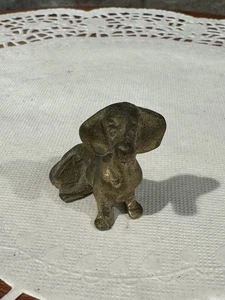 Vintage Messing Hund Figur Dackel Miniatur Akzent Mid Century Indien - Bild 1 von 7