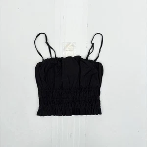 Abercrombie Black Linen Blend Crop Top Size Small - Picture 1 of 6