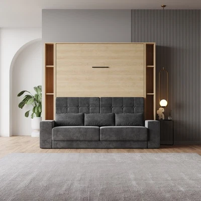 SMARTBett Schrankbett  Set M1 160x200 + 2 Standregale inkl.LED mit SOFA - Bild 1 von 4