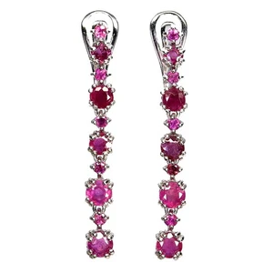 925 Sterling Silver Earrings Round Ruby 5mm Natural Gemstone Jewelry - Picture 1 of 13